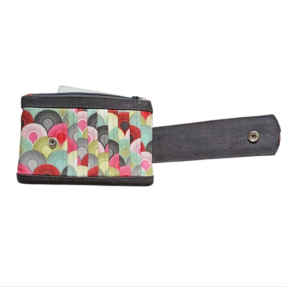 Handmade in Canada Grey Faux Leather Multi-coloured Cotton Wallet